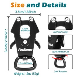 PetBonus 2 Pcs Frog Clip Dog Leash Clasp, Quick Release Metal Carabiner