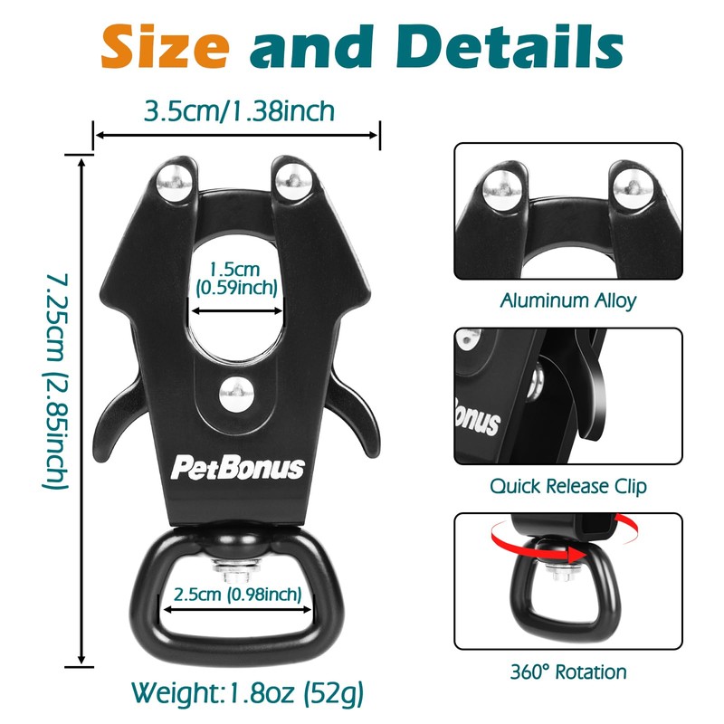 PetBonus 2 Pcs Frog Clip Dog Leash Clasp, Quick Release