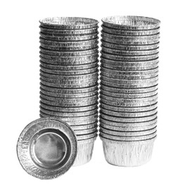EHOMEA2Z Disposable Ramekins, Foil Baking Cups 4 oz - Heavy Duty, Aluminum Tin Cups with Superior Heat Conductivity, Suitable for Baking, Cooking, Freezer & Oven Safe (50, 4 Oz)