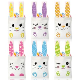 Blosssound 6 Pcs Easter Tote Bag Teacher Appreciation Gift 10 x 8'' Reusable Canvas Grocery Bag for Teacher Present for Travel Easter Teacher's Day