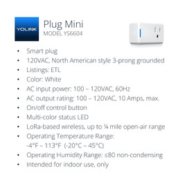 YoLink Plug Mini, Ultra-Compact Smart Outlet with Over-Temperature Protection & Precision Scheduling, 1/4 Mile LoRa Range, Alexa, Google Assistant Integration, Hub Included