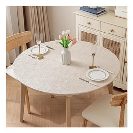 CIEEIN CIEHT Polyester Tablecloths Table cloth Round Diameter 60cm-140cm Tablecover Home Hotel Restaurant Party Waterproof Oilproof Table Covers Beige Round 100cm