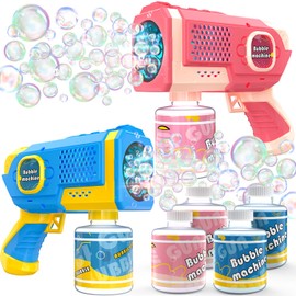 EagleStone 2 Pack Bubble Gun Machine for Kids, Automatic Light Up Bubble Blower, Bubble Guns Blaster for Toddlers, Outdoor Toys Gifts, Wedding Easter Party Favor