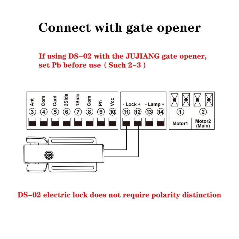 JUJAING DS-02 Universal Automatic Electric Gate Lock for 12-24V DC