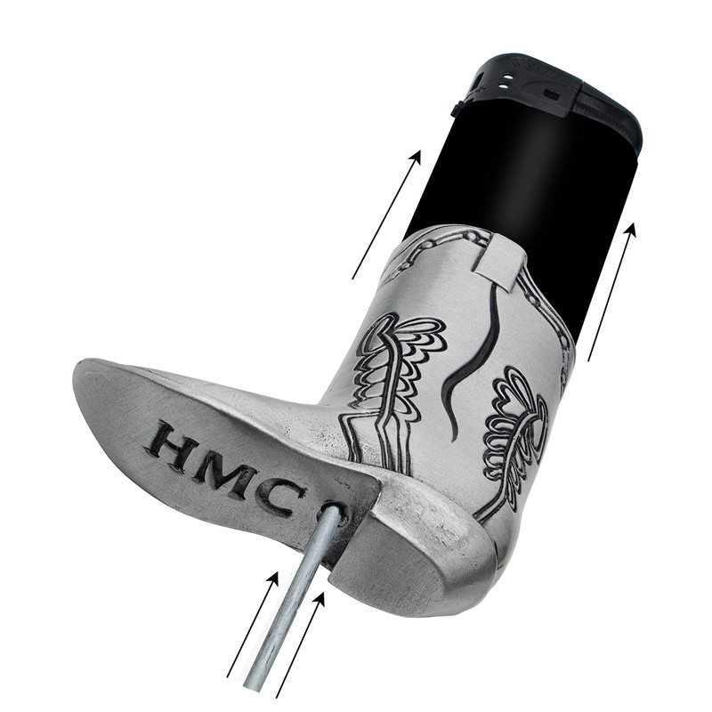 Cowboy Boot Lighter Case Silver Metal by HMC - for