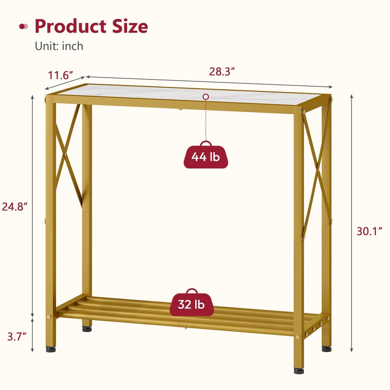 Tajsoon 28.3" Entryway Table, 2-Tier Small Consle Table for Entryway,
