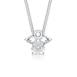 Elli Women's Necklace Children's Angel with Crystals Gold-Plated, Sterling Silver, Crystal