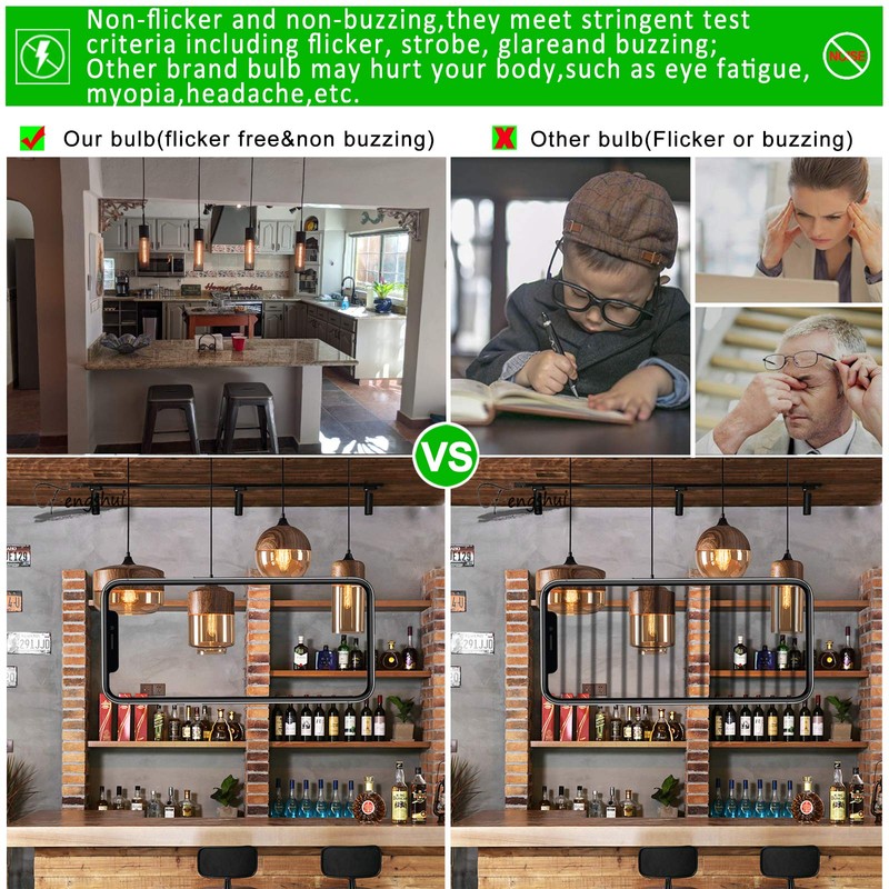 LiteHistory Dimmable T10 LED Bulb 4W Equal E26 Edison Bulb
