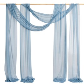 Ling's Moment 32Ft x 30" Extra Long Wrinkle-Free Wedding Arch Chiffon Draping Fabric Sheer Hanging Drapes Reception Backdrop Drapes Swag Decorations, Dusty Blue