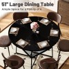 Ustovian 51IN Round Dining Table Black Wooden Chair Metal Frame