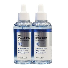 Wellage Real Hyaluronic Blue 100 Ampoule 75ml x 2 / 웰라쥬 리얼 히알루로닉 블루100 앰플 75ml 2개