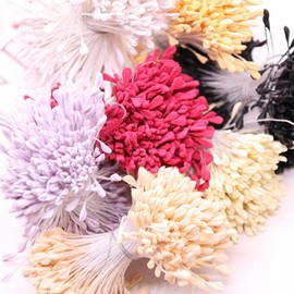 Yurosiay Flower Stamens, Pack of 340 Matt Double Heads Stamens for Crafts, Malt Shaped, Artificial Stamen, Flower, Simulated Flower Stamps, Flower Stamens for DIY Crafts, Black