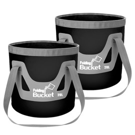 2 Pack 20L Upgraded Collapsible Bucket Water Storage Container Portable Bucket Folding Wash Basin for Washing Traveling Camping Hiking Fishing Boating Gardening