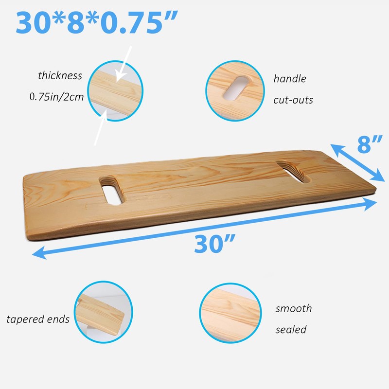 Slide Transfer Board with Handles,FSA Eligible,Made of Heavy-Duty Wood,Mobility Aid