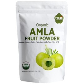 Iyasa Holistics Polvo de fruta de amla orgánica, polvo de bayas de amalaki, 452 g (16 onzas), superalimento crudo para la piel y el cabello, bolsa resellable