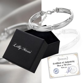 LILLY MARIE Women's Bracelet 925 Silver Flexible Gift Box Small Gifts, Sterling Silver, without stone