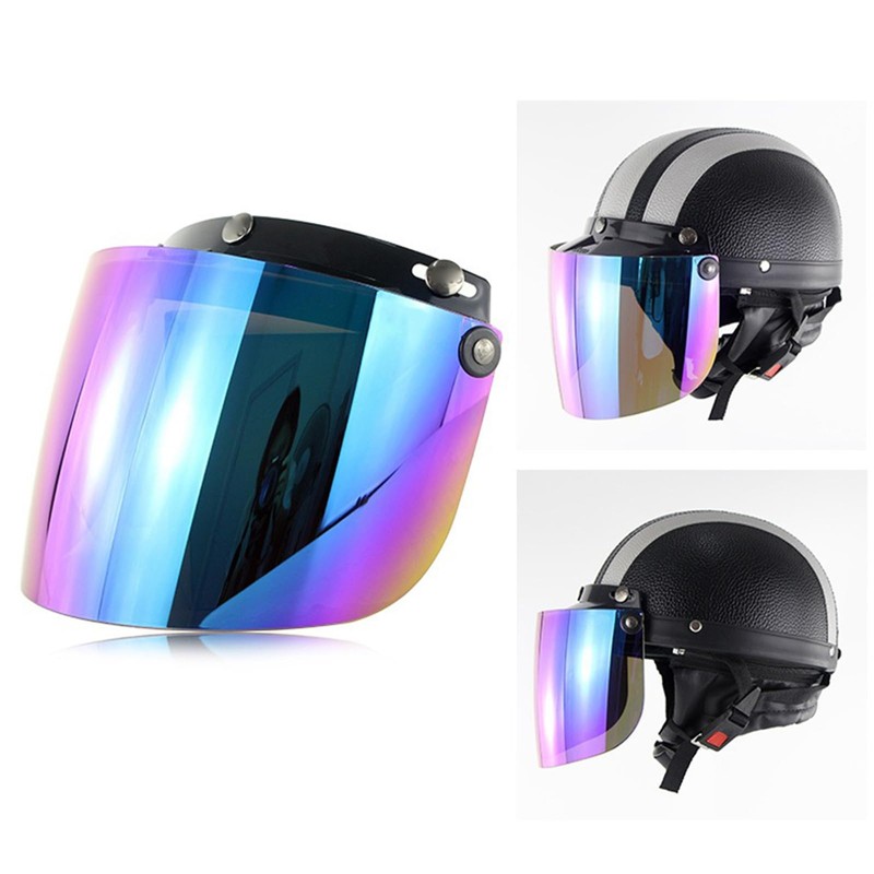 Universal Windproof 3 Snap Motorcycle Helmet Visor Front Flip Up