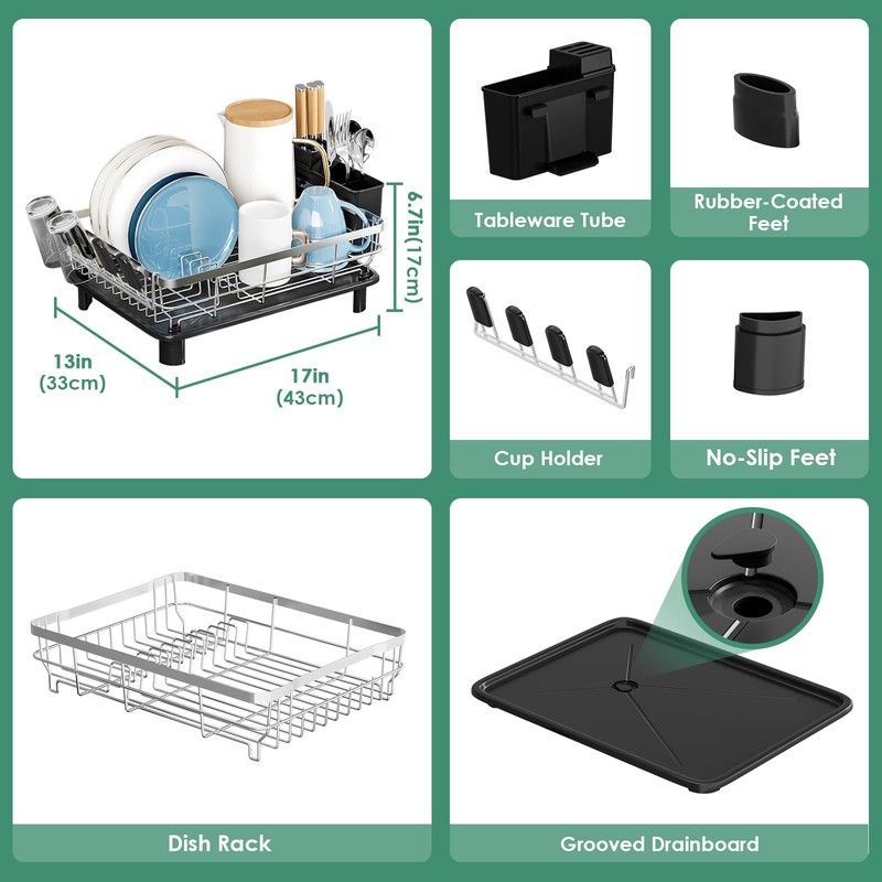 MOUKABAL Dish Drying Rack - Stainless Steel Dish Rack, Dish