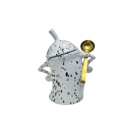 Canister With Attitude,Large Capacity Cute Sassy Tea Pot Storage with Airtight Lid Fun Food Jar Stylish Teapot Large Ceramics Lid, Creative for Coffee, Tea, Sugar, and Spices,With Spoon (White)