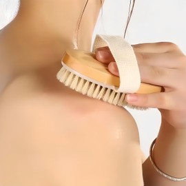 Dry Brush,Natural Bristle Exfoliating Scrubber,Dry Brushing Body Brush for Lymphatic Drainage,Cellulite Decrease,Dry Skin,Blood Circulation Boost and Pore Cleansing