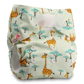 Littles & Bloomz, Reusable Pocket Cloth Nappy, Fastener: Hook-Loop, Set of 1, Pattern 51, with 2 Bamboo Inserts