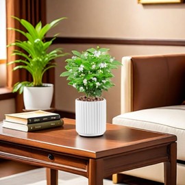 Flowers and Succulent Plant Pots, Ceramic flower Pots and Drainage Hole, Bonsai Planter Large Flower Pots for Indoor Outdoor Use for Home Office Garden Decoration,Plants not included (White)