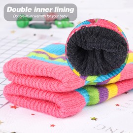 QKURT 6 Pairs Children's Magic Gloves,Unisex Full Fingers Kids Stretch Gloves with Multicolored Design Warm Knitted Mittens Thermal Kids Winter Gloves Suitable For 1-4 Years Old Of Boys and Girls