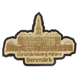 Printtoo Christiansborg Denmark Engraved Wooden Fridge Magnet Souvenir Gift