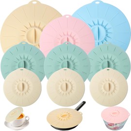 9 Pack de tapas de silicona, cubiertas para salpicaduras de microondas - tapas resistentes al calor reutilizables (5 tamaños) para cuencos, tazas, platos, ollas, sartenes y cazuelas - aptas para