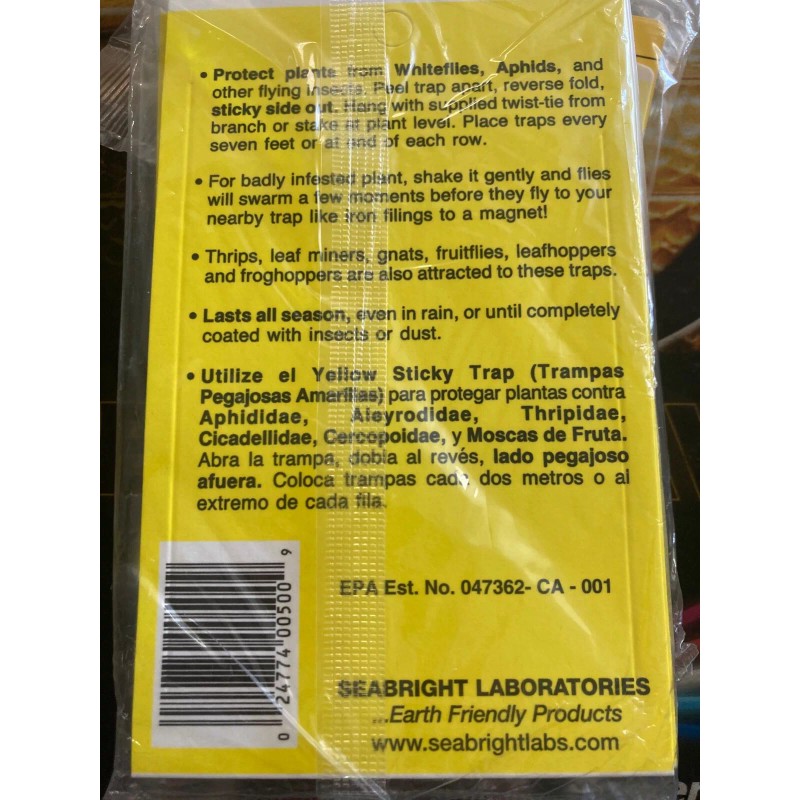 Seabright Labs Insect Sticky Aphid Whitefly Trap 5 PACKS =