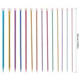 MOUYAT Coloured Knitting Needles Set, 28Pcs/14 Pairs Single Pointed Knitting Needles, 14 Sizes 2mm-10mm Aluminum Knitting Needles for DIY Craft, 35cm Long