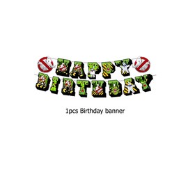 Damoff Ghostbuster Birthday Banner Garland Children's Birthday Decoration Ghost Trap Birthday Decoration Paper Multicoloured Straight Garland