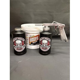 Gallon Black PB Blaster Surface Shield, Standard Undercoating Spray Gun, and 2 Black Quart Bottles