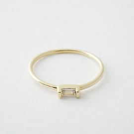 Honeycat Tiny Baguette Crystal Ring in 18k Gold Plate | Minimalist, Delicate Jewelry (Smooth/G/8)