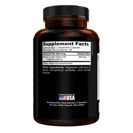 Vine Nutrition Black Seed Oil Capsules – 500 mg Cold-Pressed Nigella Sativa – Immune, Joint & Heart Health Support – Natural Antioxidant & Anti-Inflammatory – Non-GMO, Made in USA, GMP Certified