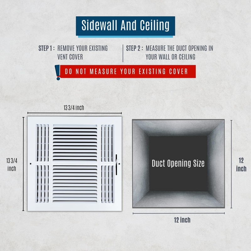 Fits 12x12 Duct Opening 4 Way Steel Air Supply Diffuser