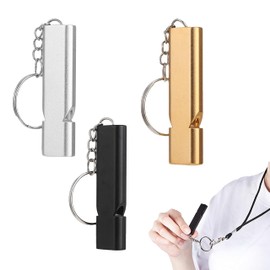3 Whistle, Signal Whistle, Loud Emergency, Metal Emergency Whistle with Key Ring, Referee Outdoor Emergency Survival Whistle (Gold, Silver)