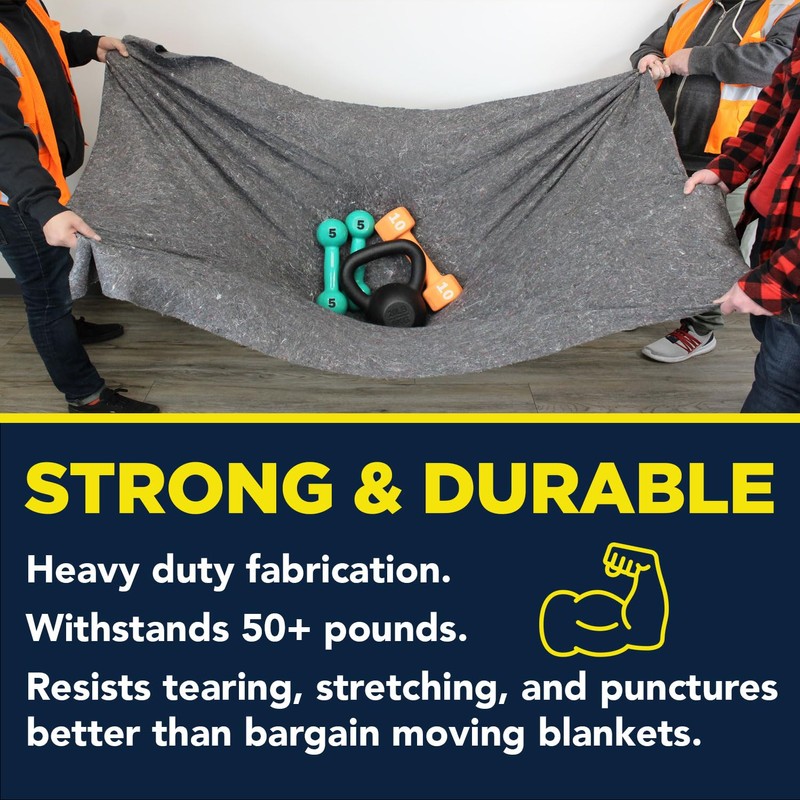 Padded XL Moving Blankets, 6 Pack, Heavy Duty, Eco-Friendly Pads