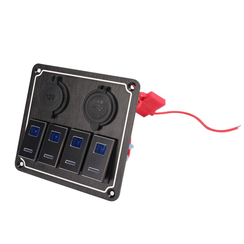 Rocker Switch Panel 4 Gang 12‑24V 5 Pin Blue Light