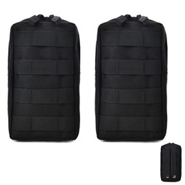 Pack of 2 Molle Tactical Utility Tactical Pouch, Tactical EDC Bag, Tactical Waist Bags, Small Tactical Belt Bag, Molle Accessory Molle Bag for Outdoor Travel, Mountaineering, Camping, black, Fashion