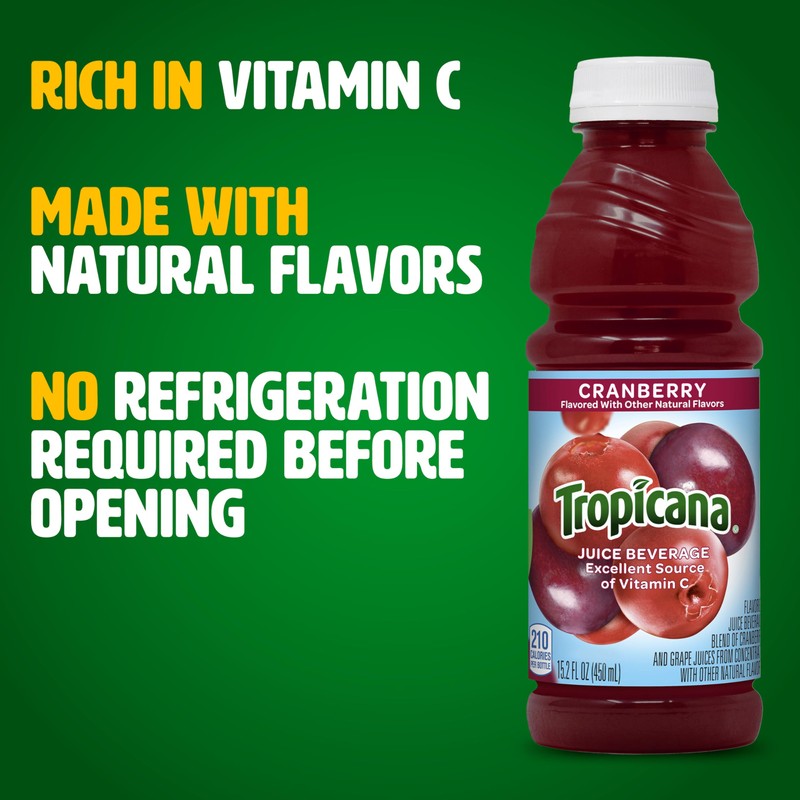 Tropicana Cranberry Juice Drink, 15.2 Ounce Bottle (Pack of 12)