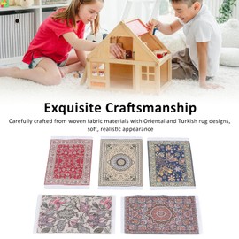 Ejoyous 1:12 Doll's House Furniture, 5-Piece Miniature Carpet Floor Cover Dollhouse Living Room Accessories Doll Furniture Toy for Boys, Girls and Toddlers