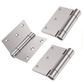 3pcs 3'' Self-Closing Stainless Steel Door Hinge Spring Door Hinge Heavy-Duty Thickness 3mm (3inch, Silver)