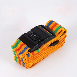 Trantranapa Cross-Shaped Luggage Connector Straps for Suitcases with Coded Lock Anti-Theft Suitcase Belts Vibrant Yellow Luggage Packing Strap with Name Tag Travel Helper(Main Yellow)