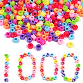 1000+ Pcs Pony Beads Bulk, 6x9 mm Plastic Bracelet Beads Pony Beads for Bracelets Making Crafts Hair Braiding DIY Friendship Bracelet, Multi-Colored Pony Beads Kit for Girls Gifts