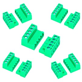 Keszoox 5 Sets 5.08mm Pitch Male & Female No Soldering Green Phoenix Type Connector 5 Pin PCB Screw Terminal Block