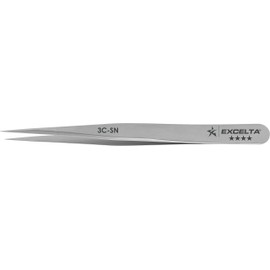 Excelta - 3C-SN - Tweezers - Very Fine Point - Straight - Four Star - Anti-Mag. Neverust - SS, 0.06" Height, 0.375" Wide, 4.375" Length