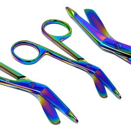 Titanium Coated Multi Rainbow Color Lister Bandage Scissors Shears 3.5" (8.9cm) (Pack of 10)