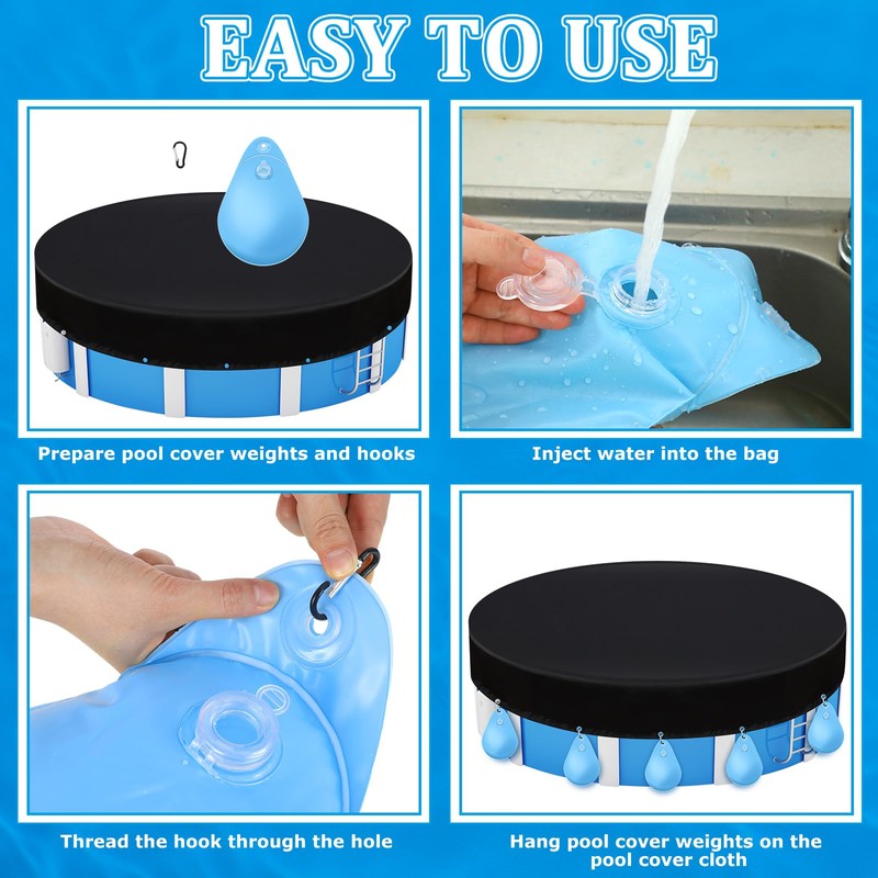 Hungdao 6 Pack Pool Cover Weights with Hooks 13.5 x