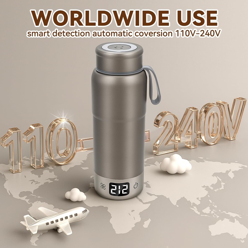 Pure Titanium Travel Kettle,Dual Voltage Portable Electric Kettle 110V-240V Smart
